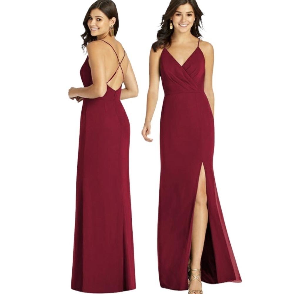 Dessy Collection Thread Criss Cross Back Mermaid Wrap Dress Sz 4